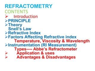 advantages and disadvantages of refractometer|refractometer in optics.